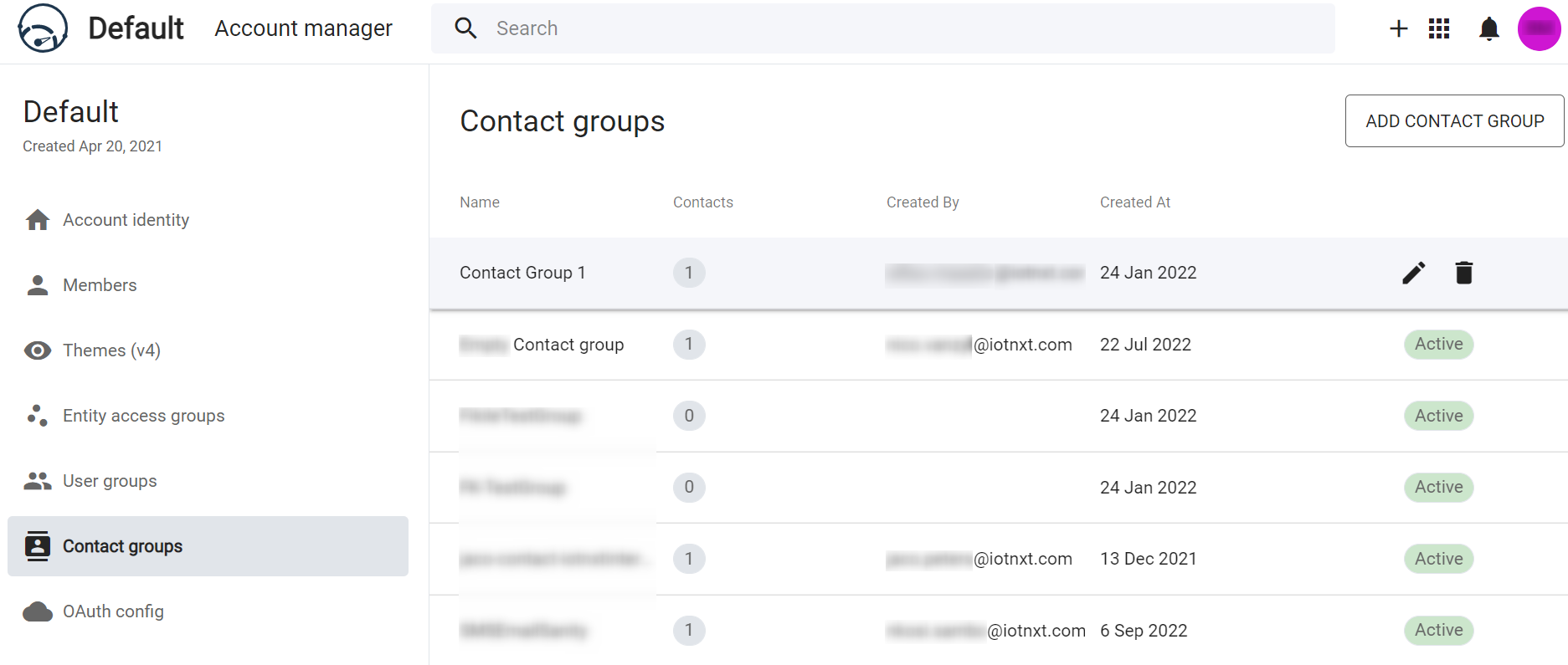 Contact Groups