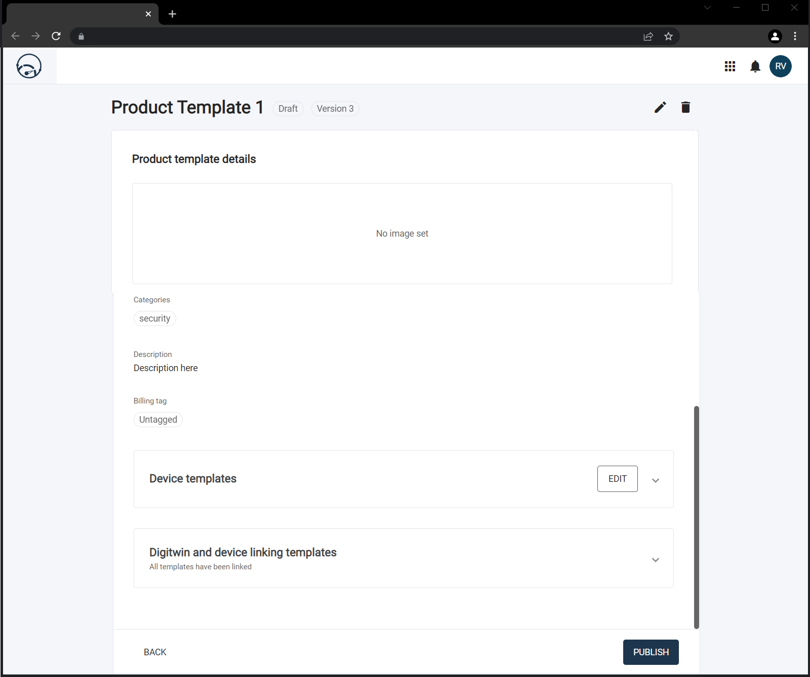 Product template details