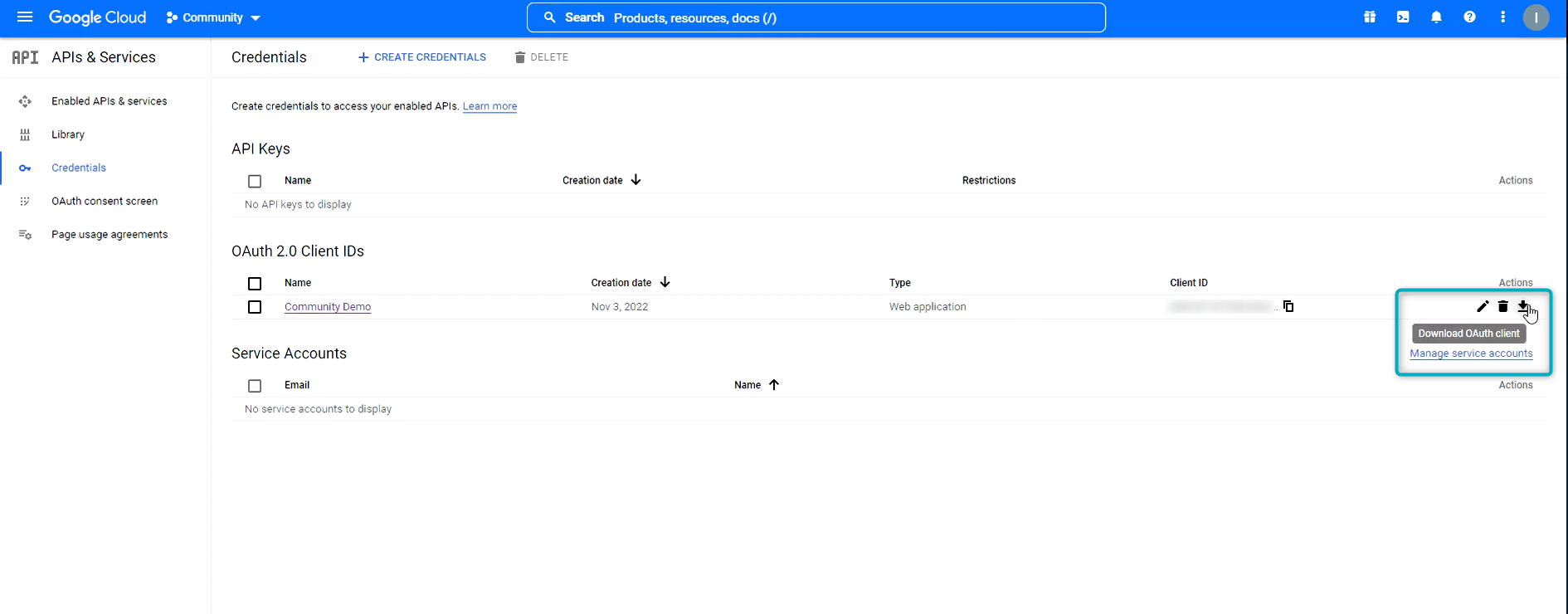 Download OAuth Client