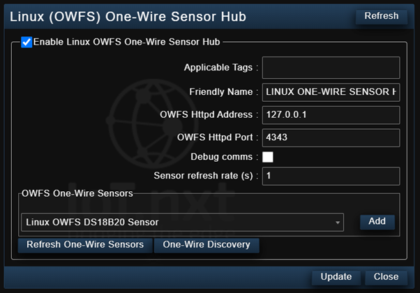 Linux One-Wire Plugin: Device Manager View