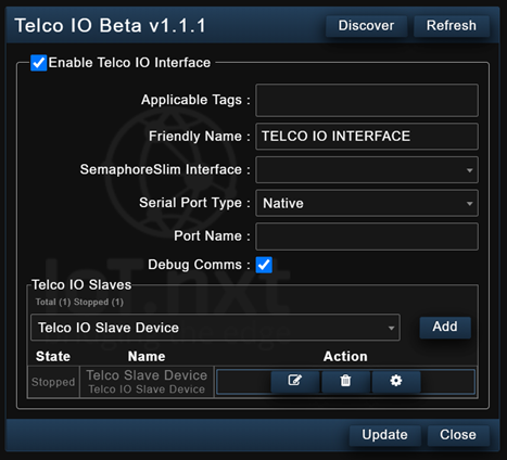 Telco IO Beta V1.1.1: Device Manager View