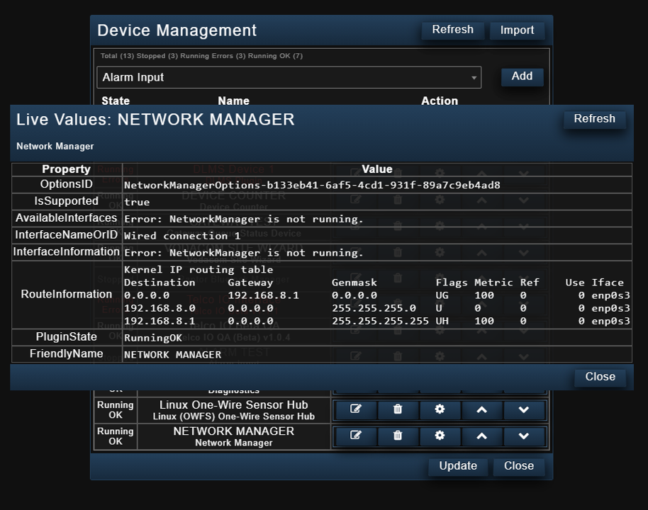 Network Manager Read Interface Example