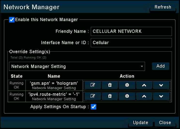 Network Manager Configuration Interface Example