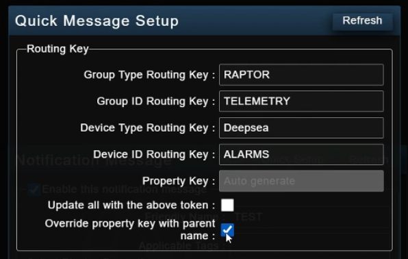 Parent Name Selectable from Tree for Quick Message Setup