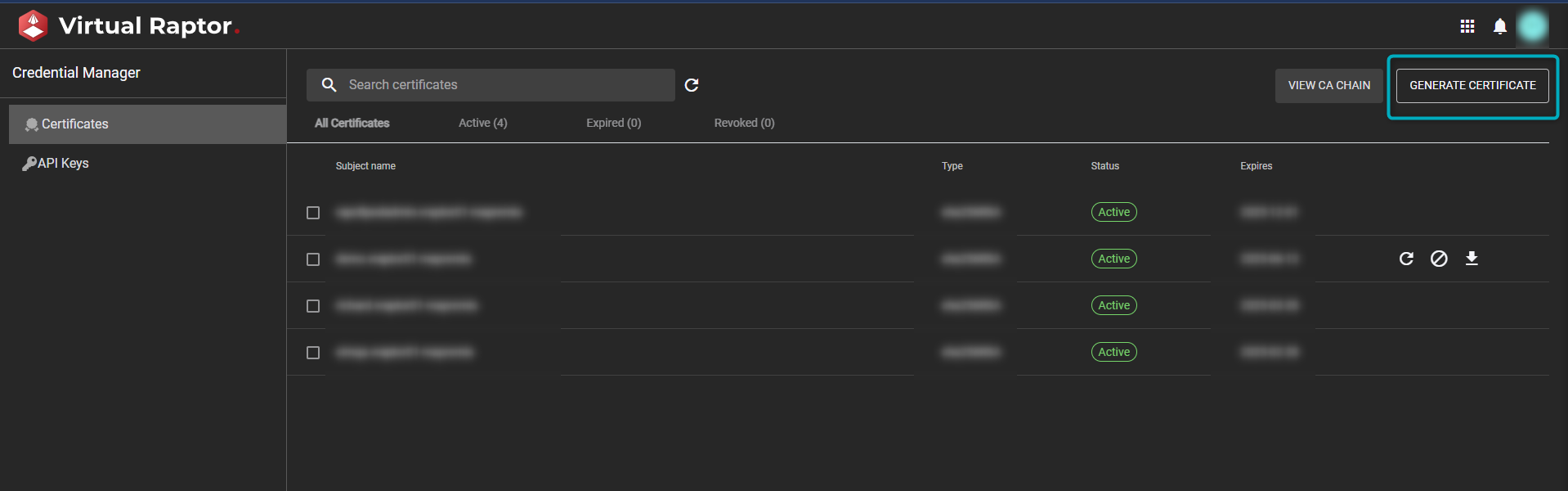 VRaptor Portal Certs