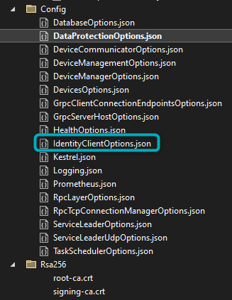 IdentityClientOptions File