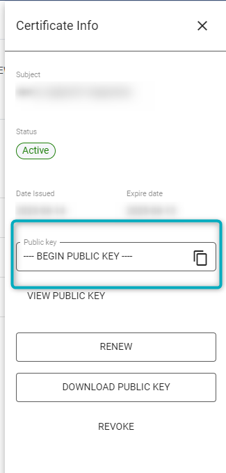 Inspect public key
